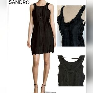 Black Sandro Rogee Fringe Dress Size Small